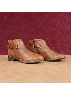 UGG Women Barnett Brown Leather Zip Festival Low Western Ankle Boots sz 6